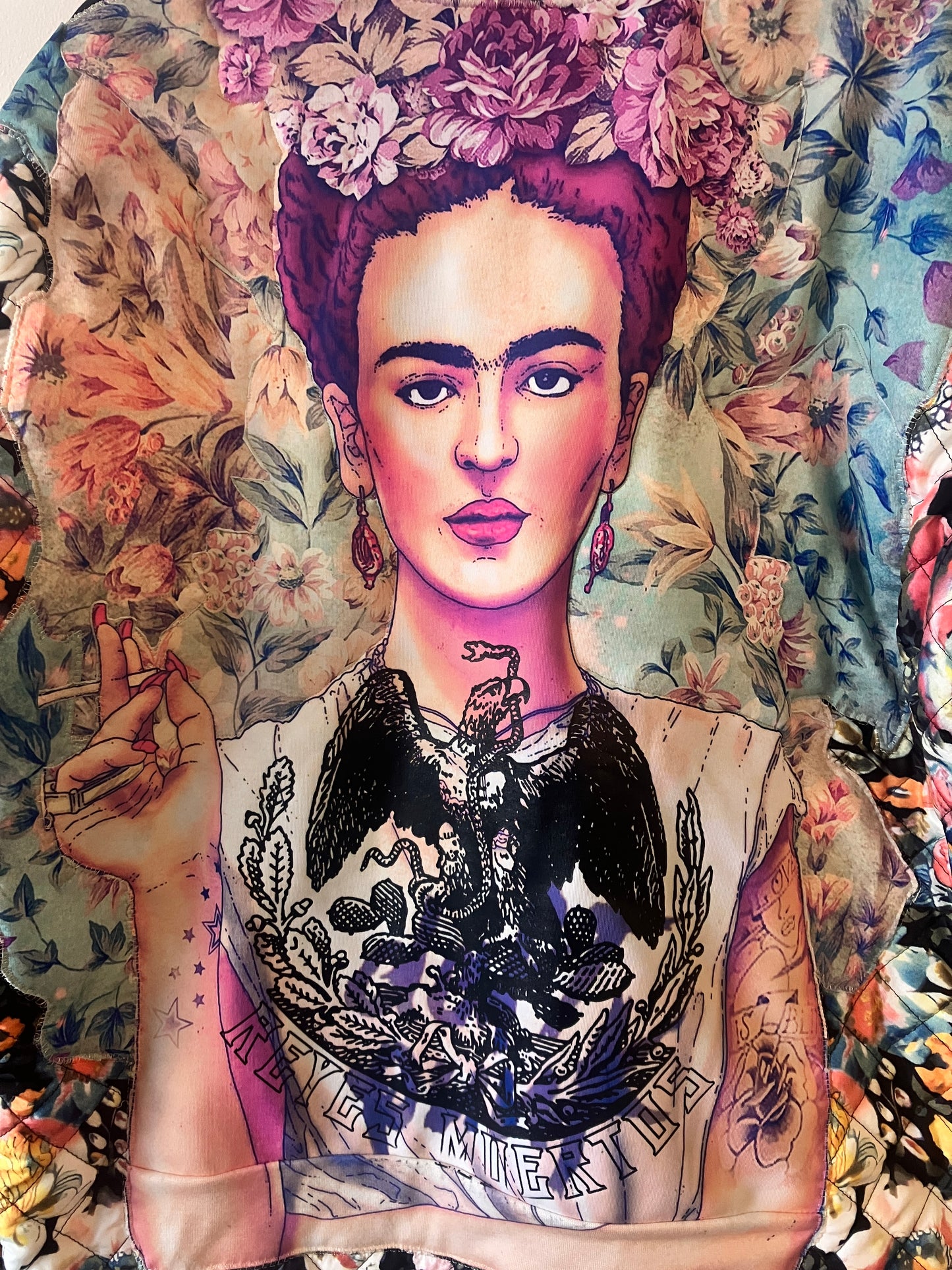 Cut & Sew Frida Kahlo Vintage Quilted Jacket