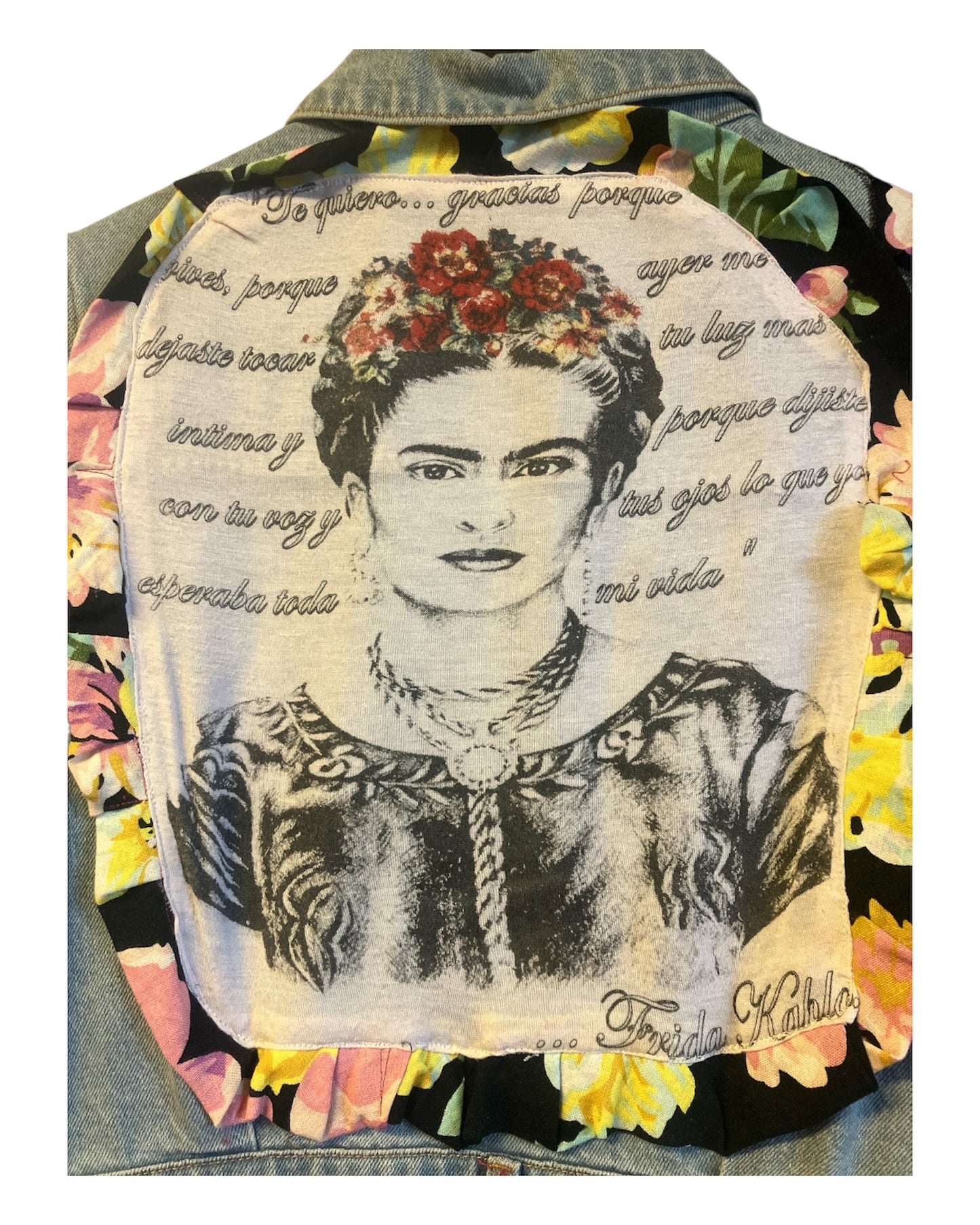Cut & Sew Custom Frida Kahlo Jean Jumpsuit
