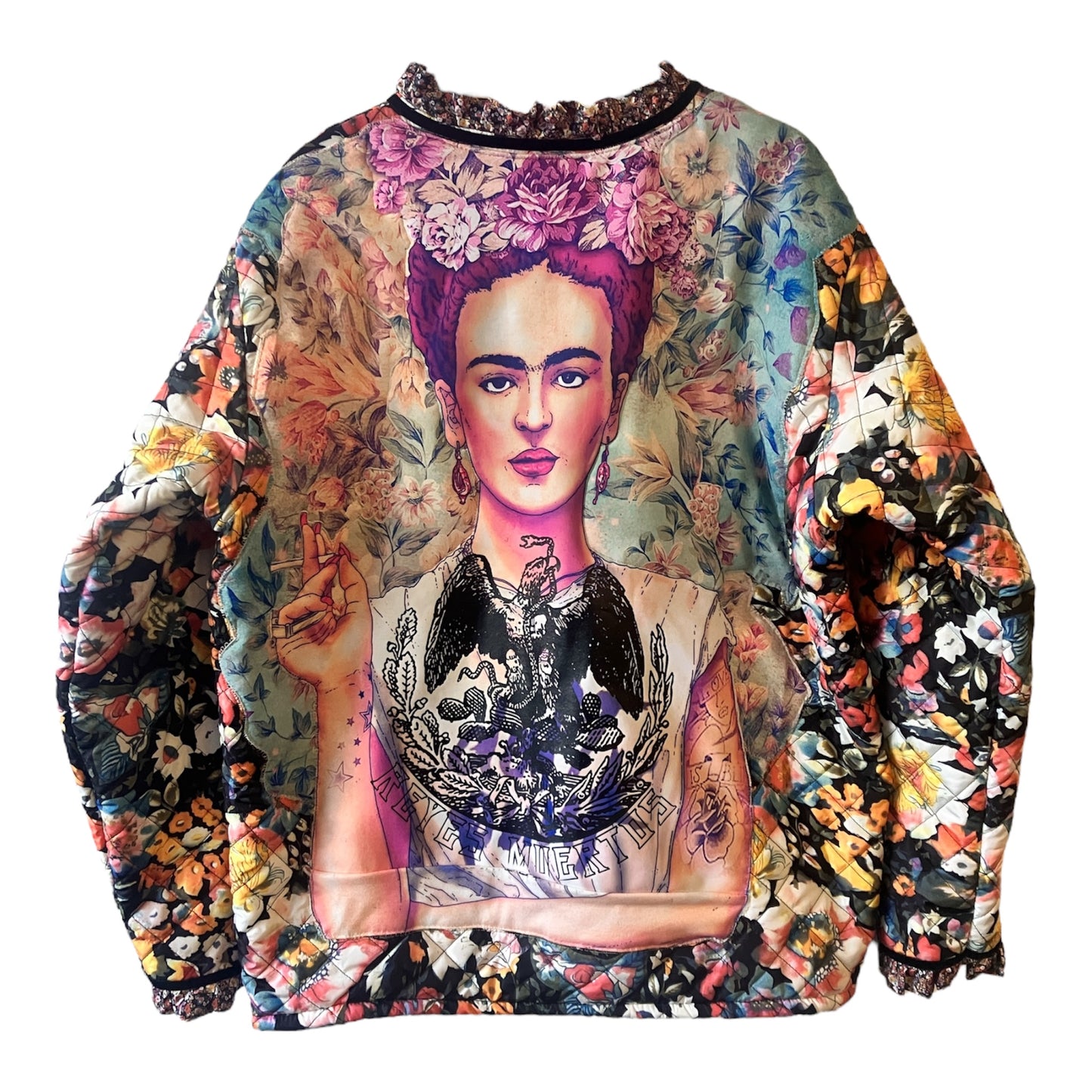 Cut & Sew Frida Kahlo Vintage Quilted Jacket