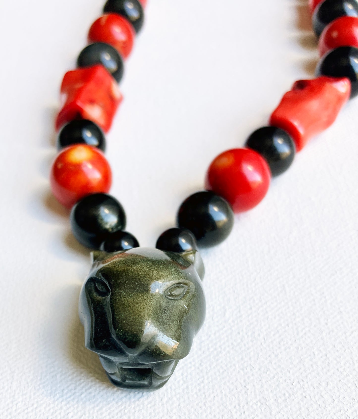 Coral Jaguar Necklace