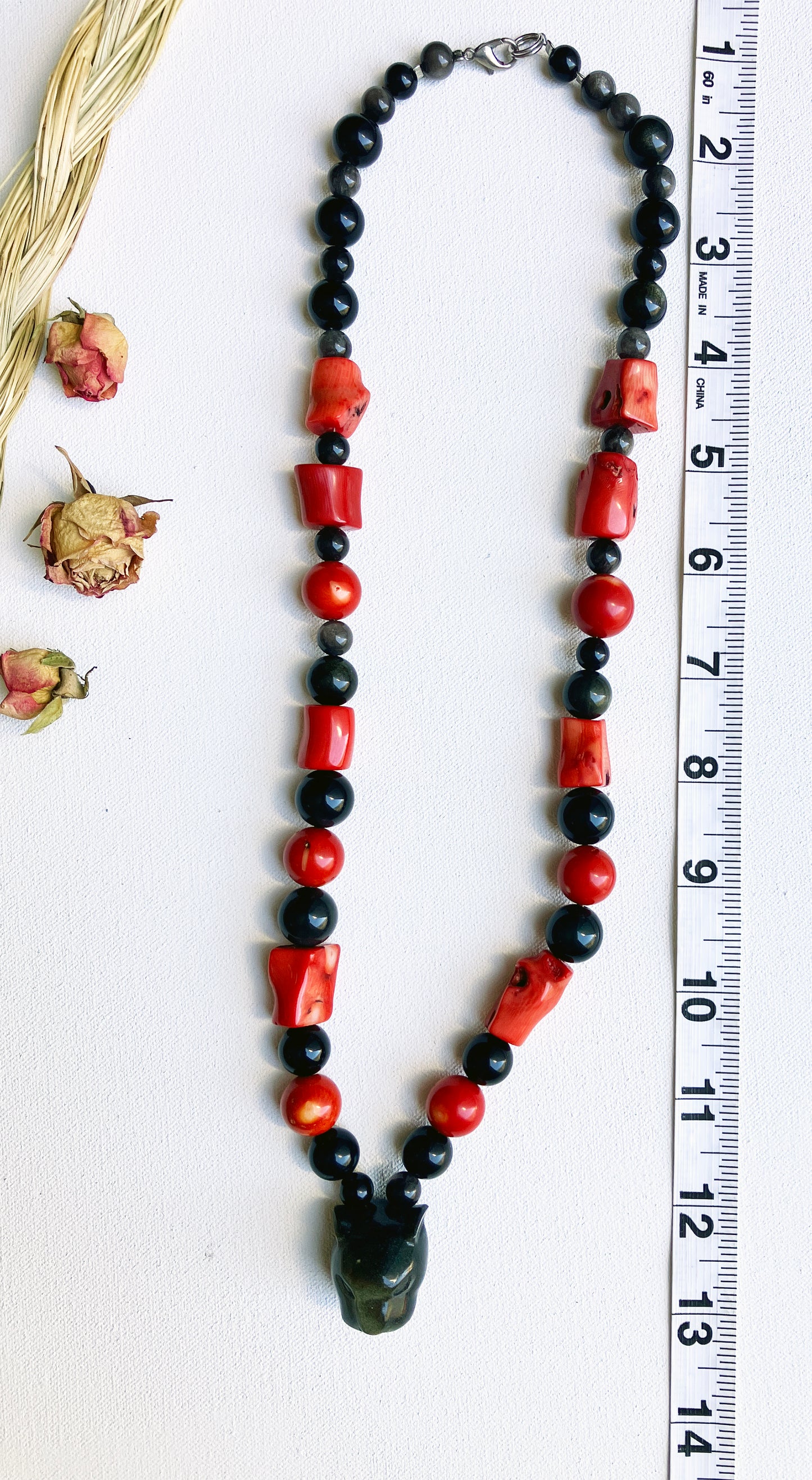 Coral Jaguar Necklace