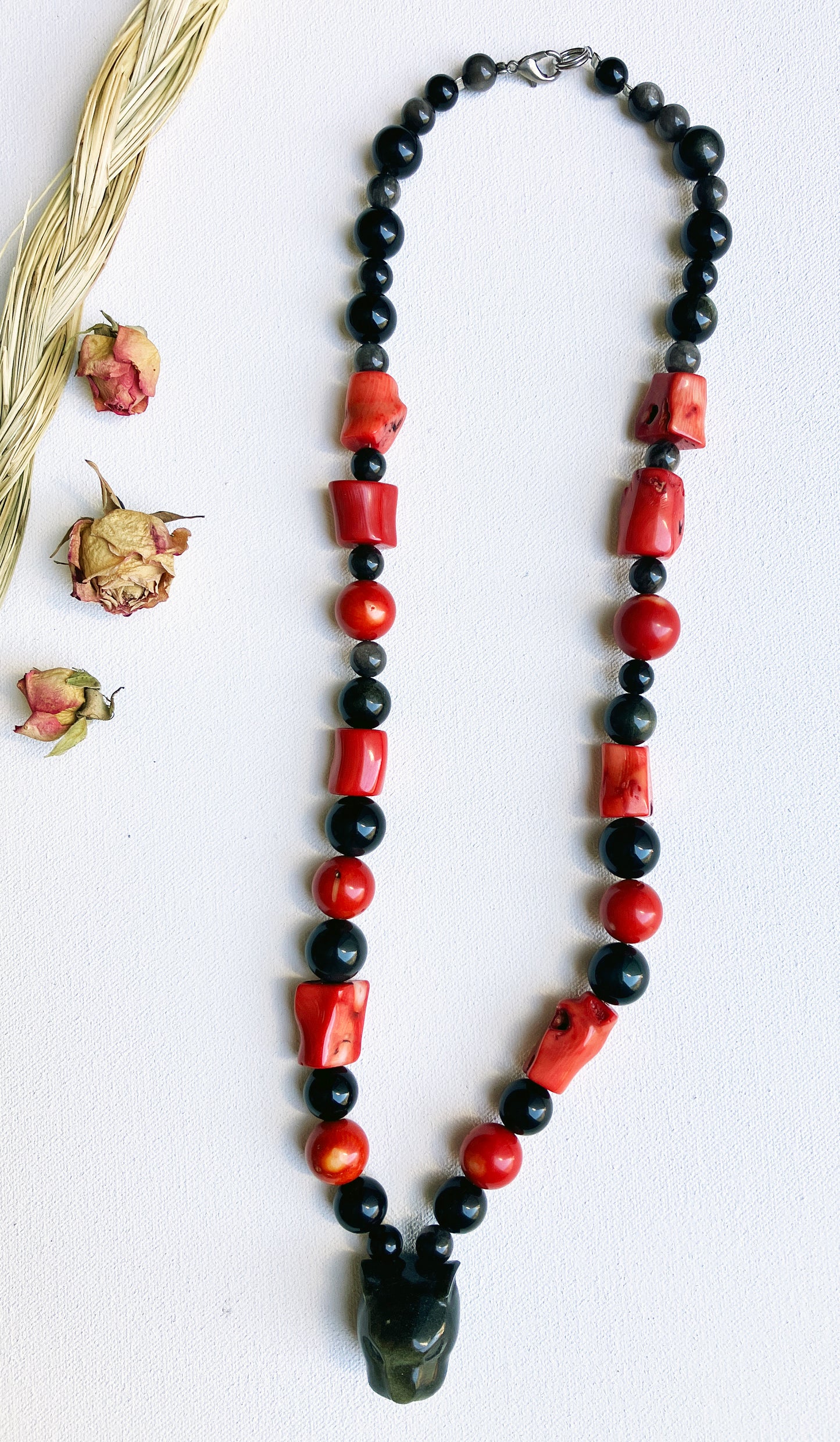 Coral Jaguar Necklace