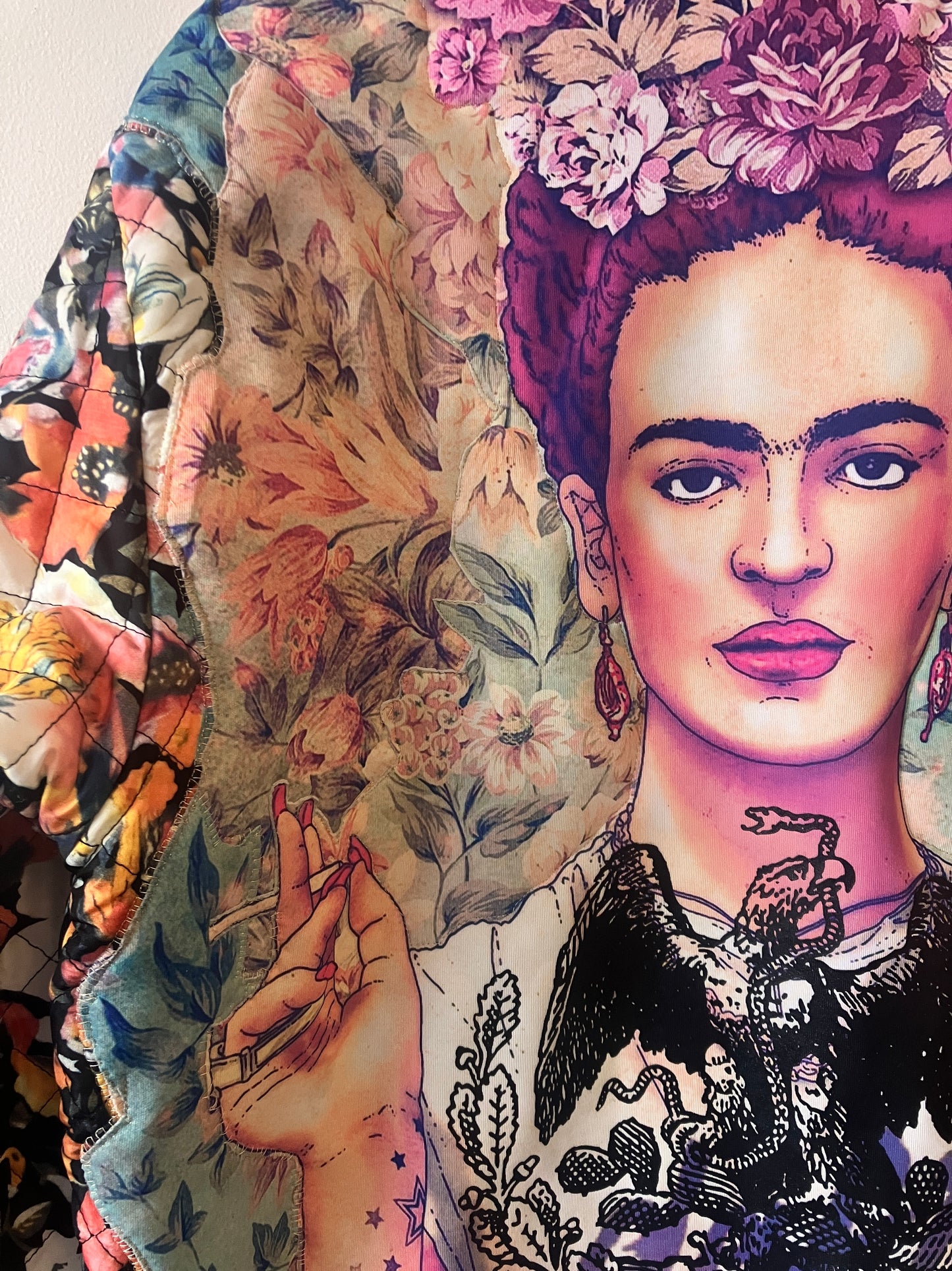 Cut & Sew Frida Kahlo Vintage Quilted Jacket
