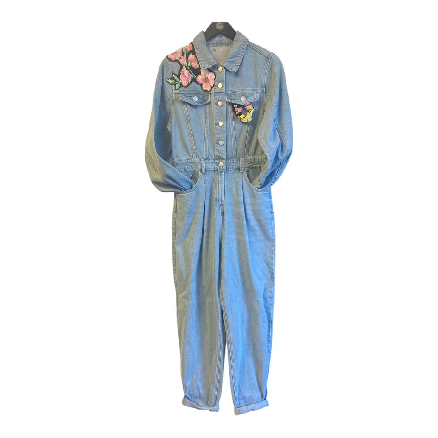 Cut & Sew Custom Frida Kahlo Jean Jumpsuit