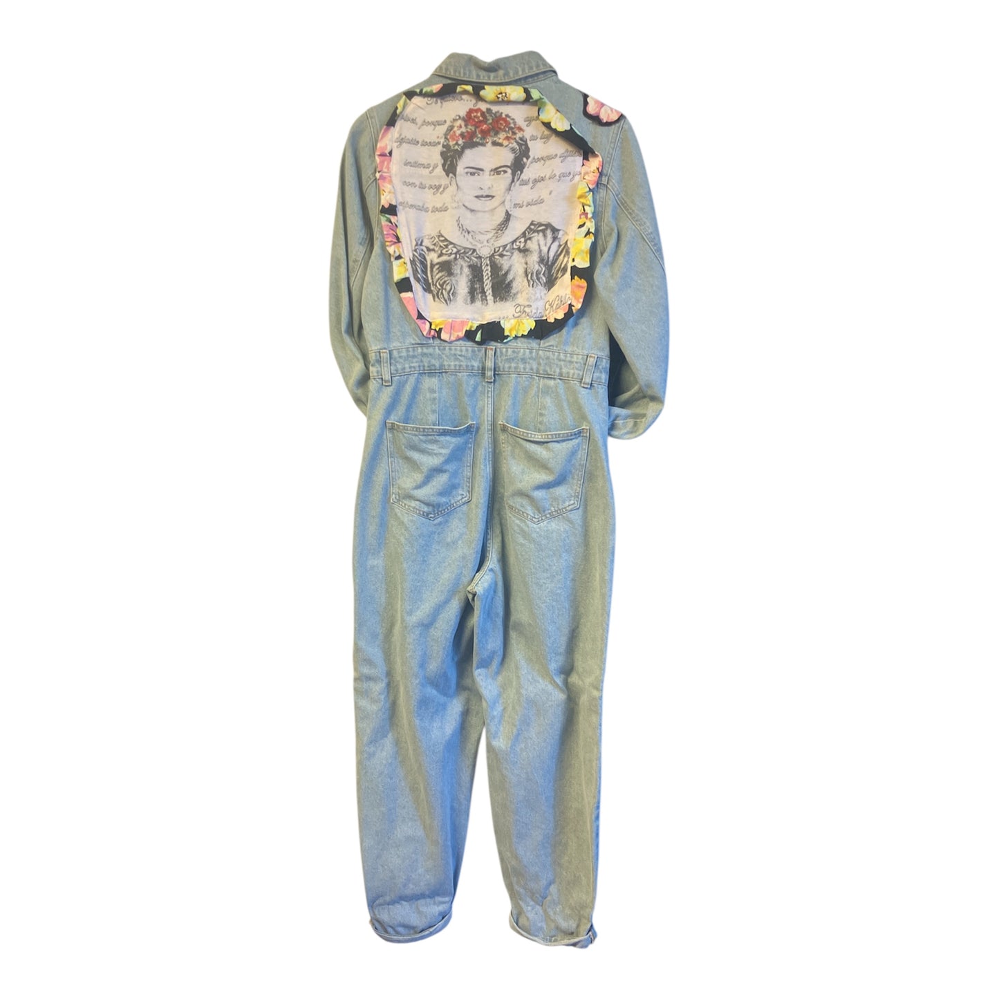 Cut & Sew Custom Frida Kahlo Jean Jumpsuit