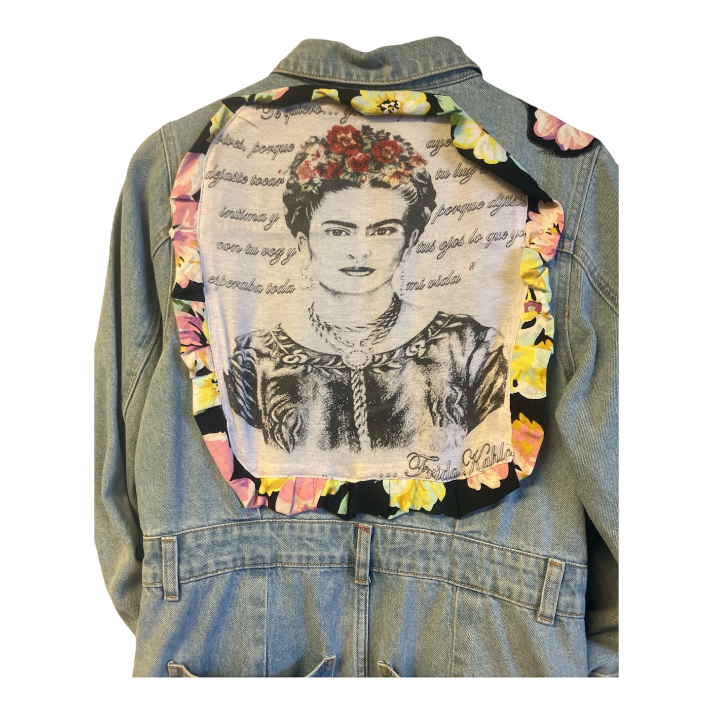 Cut & Sew Custom Frida Kahlo Jean Jumpsuit