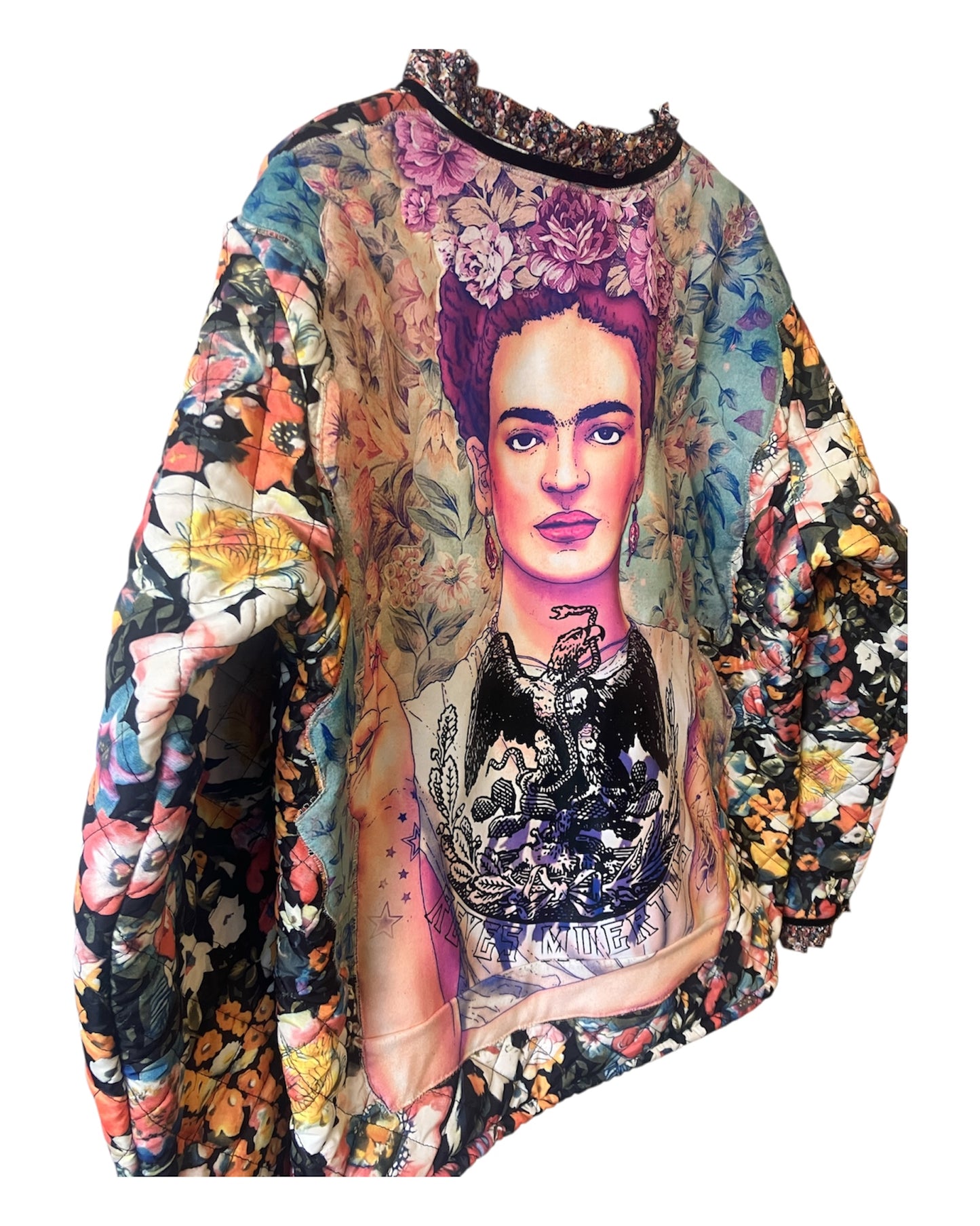 Cut & Sew Frida Kahlo Vintage Quilted Jacket